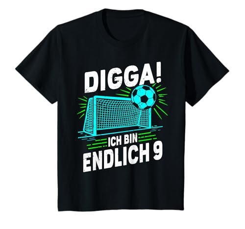 Kinder DIGGA! Ich Bin Endlich 9 Jahre 9. Geburtstag Fußball Junge T-Shirt von ARTIPALATI
