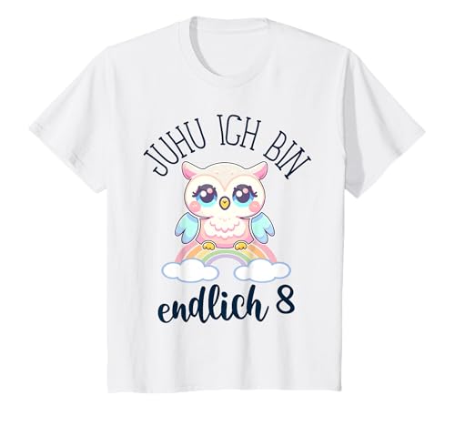 Geburtstag 8 Jahre Mädchen 8. Geburtstag Eule Ich bin 8 T-Shirt von ARTIPALATI