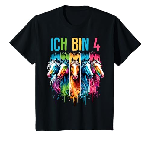 Ich bin 4 Geburtstag Pferde Mädchen Pferd 4 Jahre T-Shirt von ARTIPALATI