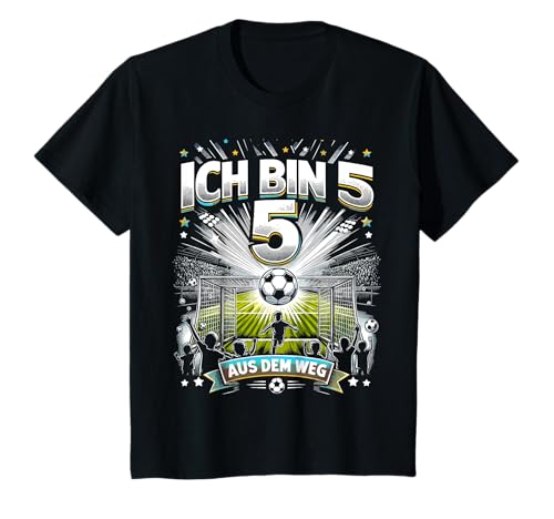 Kinder Ich bin 5 5. Geburtstag Junge Fünf Jahre Fußball Spieler T-Shirt von ARTIPALATI