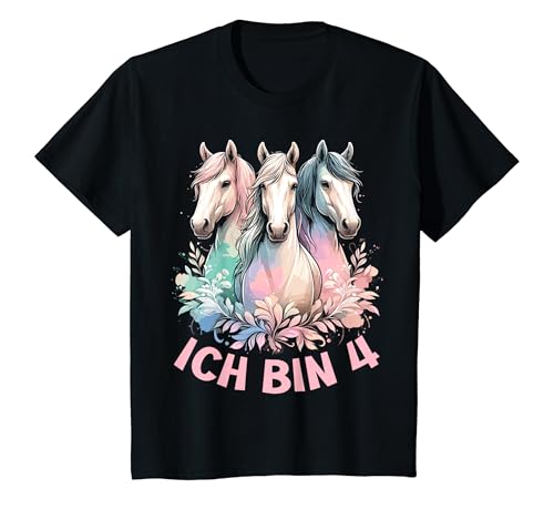 Kinder Pferde Mädchen Geburtstag 4 Jahre Pferd 4. Geburtstag Spruch T-Shirt von ARTIPALATI