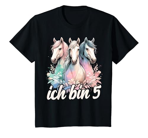 Kinder Pferde Mädchen Ich bin 5 5. Geburtstag Pferd Pferdemädchen T-Shirt von ARTIPALATI