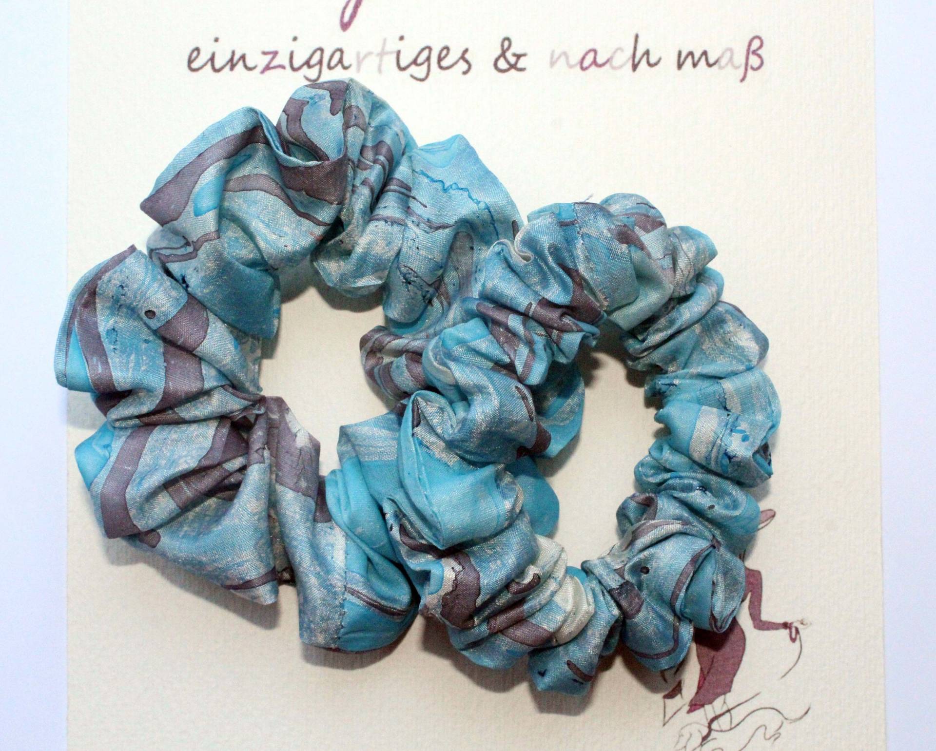 Scrunchie Haargummi Seide "Psychedelic", Blau Himmelblau Taipe Weiß Seidenhaargummi, Designer Scrunchie Scrunchy Scrunchie Haargummi Seide "Psychedelic", Blau Himmelblau Taipe Weiß Seidenhaargummi, Designer Scrunchie Scrunchy von ARTJAScom