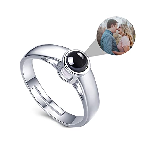 Personalisierte Foto Projektionsringe für Paare 100 Sprachen Ich liebe dich Projektionsring 925er Sterlingsilber Verlobungsringe für Sie und Ihn Verstellbarer Ehering für Freund Freundin Paare von ARTLF