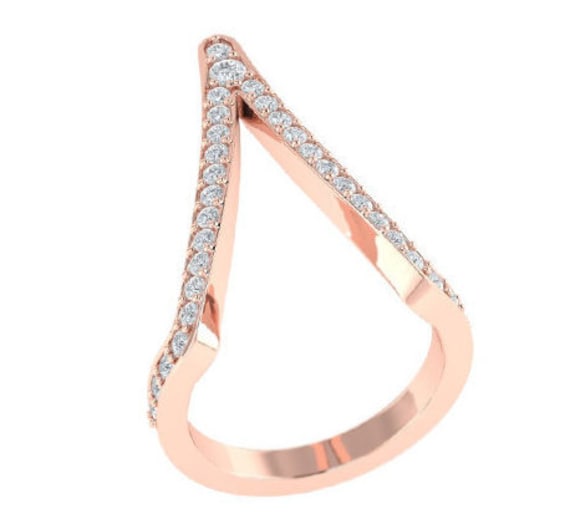 14K Gold Chevron Ring Mit 0.45Ctw Diamant Micro-Zackenfassung von ARTMANJEWELRY