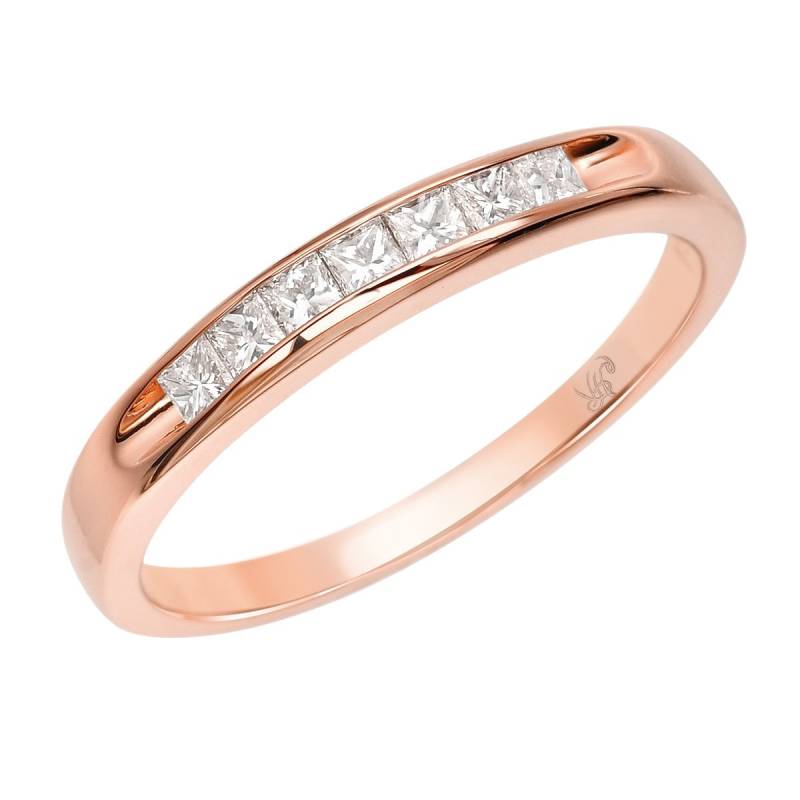 14K Gold Princess Cut Diamant Ehering, Channel Set Jubiläumsring von ARTMANJEWELRY