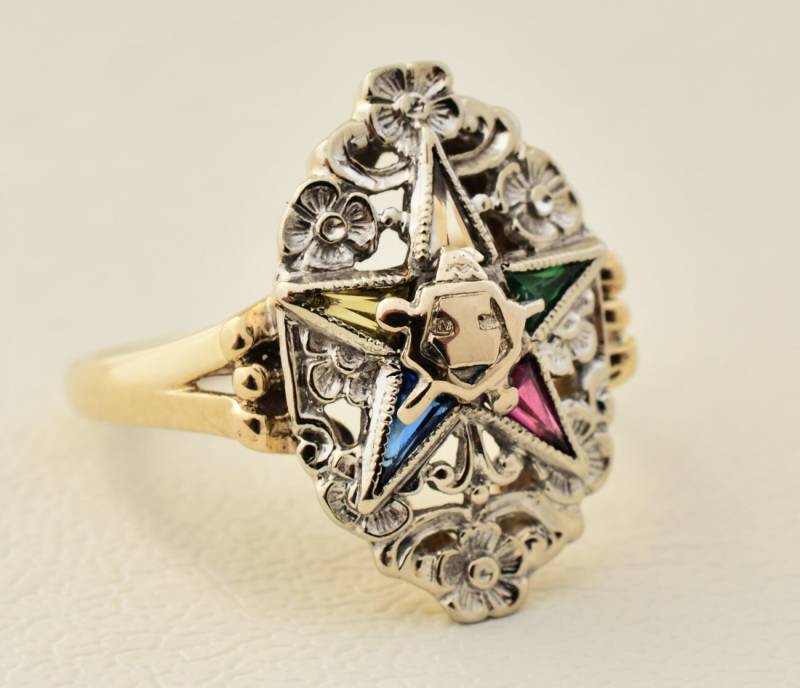 14K Gold Stern Ring, Rubin, Smaragd, Aquamarin, Saphir von ARTMANJEWELRY