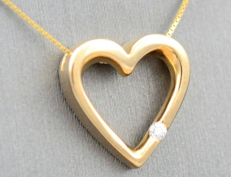 14K Single Stone Herzanhänger Mit Echtem Diamant Und Kette/Valentinstag Geschenk Jubiläumsgeschenk Der Liebe Brautgeschenk Für Sie von ARTMANJEWELRY
