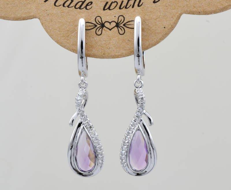 14K Weißgold Amethyst Diamant Ohrringe von ARTMANJEWELRY