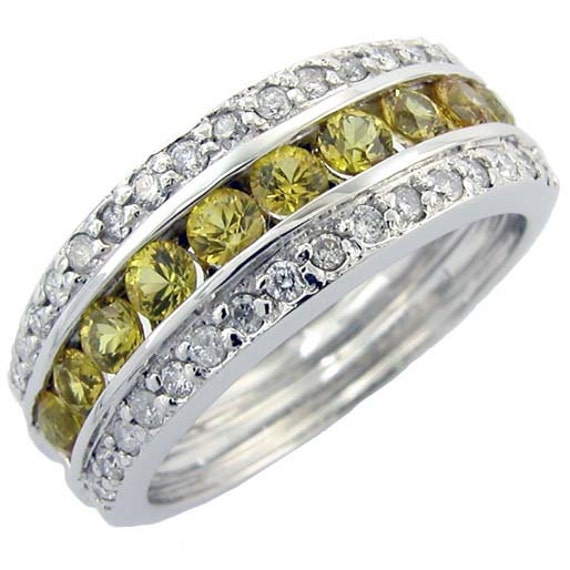 14K Weißgold Diamant Citrin Ehering Band von ARTMANJEWELRY