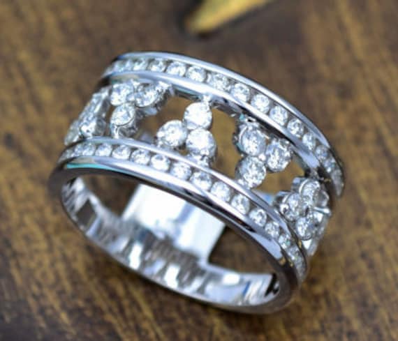 14K Weißgold Diamant Ehering, Jubiläumsband von ARTMANJEWELRY