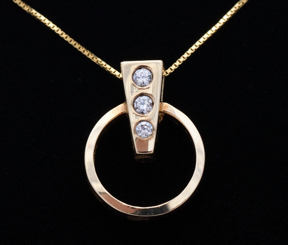 Drei Stein Offener Kreis Echte Diamant Halskette/Polieren Set Diamanten Anhänger Und Kette Jeder Anlass Schmuck Jubiläumsgeschenk Geschenk Für Sie von ARTMANJEWELRY