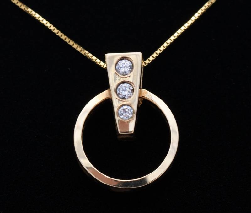 Drei Stein Offener Kreis Echte Diamant Halskette/Polieren Set Diamanten Anhänger Und Kette Jeder Anlass Schmuck Jubiläumsgeschenk Geschenk Für Sie von ARTMANJEWELRY