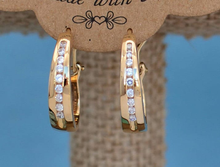 Gelb Gold Hoop Ohrringe, Ohrringe von ARTMANJEWELRY