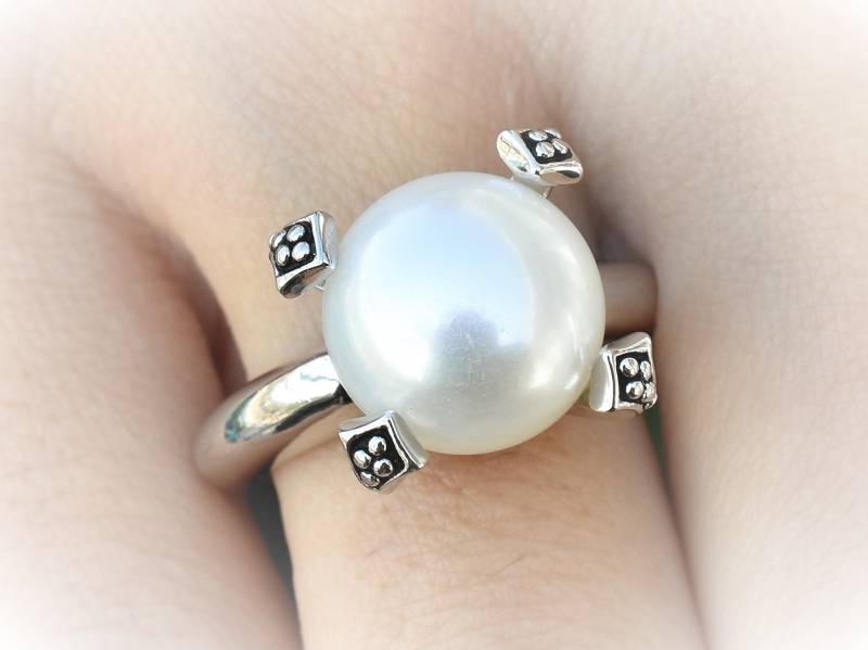 Geschenk in Zeit/Silber Simuliert Diamant Und Perle Ring/Simulierte Silber Ring/Perle Ring/Urlaub Geschenk/Juni Birthstone von ARTMANJEWELRY