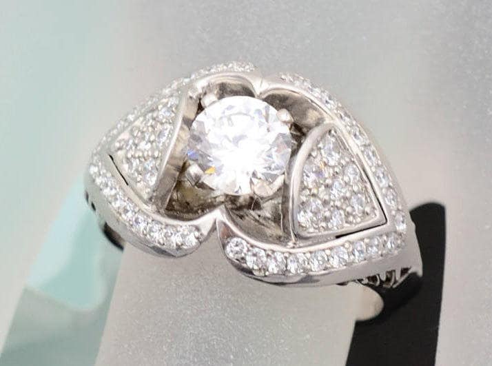 Silber Engagement Band, Hochzeit Diamant-Band, Vintage-Hochzeitsband Silber Engagement Band, Hochzeit Diamant-Band, Vintage-Hochzeitsband von ARTMANJEWELRY