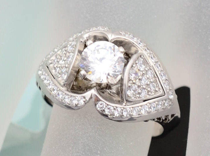 Silber Engagement Band, Hochzeit Diamant-Band, Vintage-Hochzeitsband Silber Engagement Band, Hochzeit Diamant-Band, Vintage-Hochzeitsband von ARTMANJEWELRY