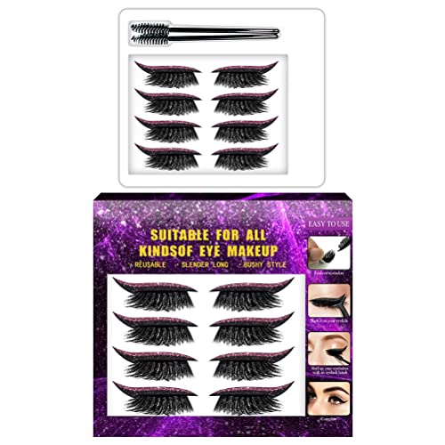 Wiederverwendbare Eyeliner- und Wimpern-Aufkleber, 4 Paar wasserdichte Glitzer-Eyeliner-Aufkleber, selbstklebender Eye-Line-Streifen-Aufkleber, sofortiges Augen-Make-up-Tool von ARTOCT