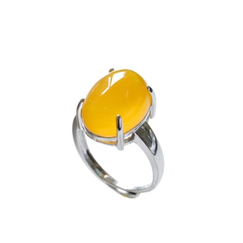 ARTQ Steinring Ellipse Gelber Jaspis Naturstein Ring Frauen Verstellbarer Öffnungsring Vintage Einfacher Eleganter Ring Muttertagsgeschenk Schmuck Für Frau Freundin Mutter von ARTQ