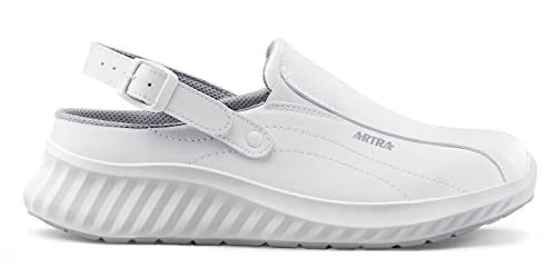 ARTRA Arbeitsschuhe weiße rutschfeste Clogs OHNE Stahlkappe für Küche, Gastronomie, Lebensmittel Wellness, Klinik, Größe 36 von ARTRA