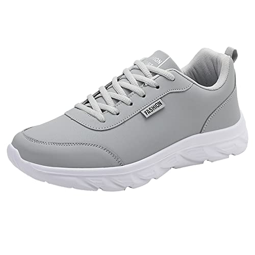 Herren-Sneaker aus Leder, legere Sneaker, leichte Wanderschuhe, modisch, einfarbig, einfache Schuhe, rutschfest, klobig, Laufschuhe, bequeme Arbeitsschuhe, atmungsaktiv, Arbeitsschuhe, Grau (1), 40 EU von ARTRAY