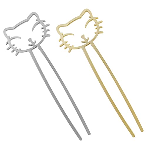 ARTSEWPLY Haarstab Für Mädchen Metall Haargabel Süßes Katzen-design Haarstäbchen Für Frauen Haar-accessoires von ARTSEWPLY