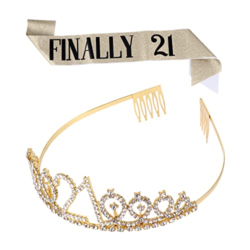 ARTSEWPLY 1 Satz 2St Krone zeremonieller Gürtel Damenanzüge Geburtstags-Stirnband Schärpe für Party haar zubehör beschriftungsband schultergurt Krone Haarkamm ritueller Gürtel Stoff Golden von ARTSEWPLY