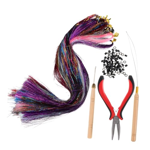 ARTSEWPLY 1satz Glitzer-haarsträhnen Kit Für Partys Bühnenaufführungen Und Cosplay Farben Inklusive Häkelnadel Und Mikro-ringen Haaraccessoires Für Frauen Und Mädchen von ARTSEWPLY