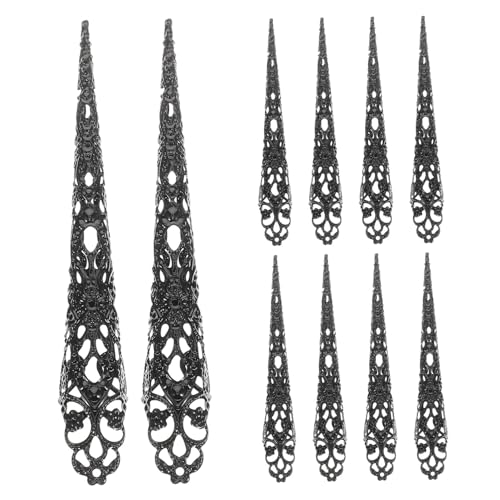 ARTSEWPLY 10 Stück Lange Fingernägel Nagelspitzen Krallen Ringe für Cosplay und Partys Atmungsaktive Robuste Nagelaccessoires mit Einzigartigem Design für Fesselnde Auftritte von ARTSEWPLY