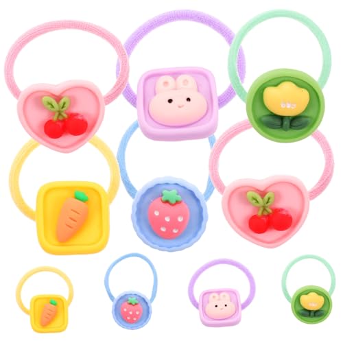 ARTSEWPLY 10 Stück Teiliges Bunte Haargummis für Mädchen mit Elastischen Hautschonenden Haarbändern Süße Obst und Blumen Motive Vielseitig Einsetzbar für Alltag Party und Festtage Armband von ARTSEWPLY