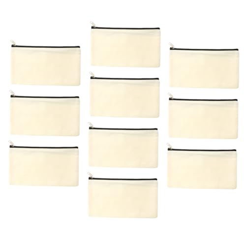 ARTSEWPLY 10 Stück Teiliges Canvas Federmäppchen Schwarz Langlebig Waschbar mit Reißverschluss Multifunktional als DIY Kosmetiktasche Schminkbeutel Kulturtasche für Schule Reise Alltag von ARTSEWPLY
