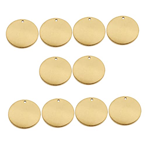 ARTSEWPLY 10 Stück Teiliges Edelstahl Haustier Anhänger Rund Blanko Rostfrei Gravierbar DIY Schmuckanhänger und Haustier Id Goldfarbene Oberfläche Kratzfest Langlebig für Hund und Katze von ARTSEWPLY