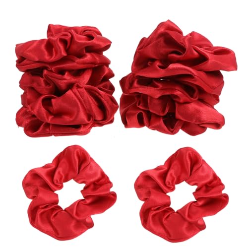 ARTSEWPLY 10 Stück Teiliges Rotes Satin Haargummi Weihnachts Scrunchies Elastisch Weich Festlich Haarschmuck Damen Mädchen Haaraccessoires für Pferdeschwanz und Flechtfrisur von ARTSEWPLY