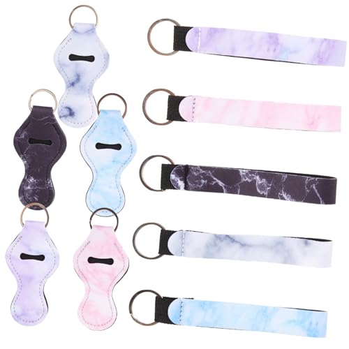ARTSEWPLY 10 Stück Teiliges Schlüsselanhänger Langlebigem Neopren mit Marmoroptik Praktischer Lippenstift Lippenbalsamhalter Leichter Tragbarer Schminktaschen ersatz für Damen und Mädchen von ARTSEWPLY