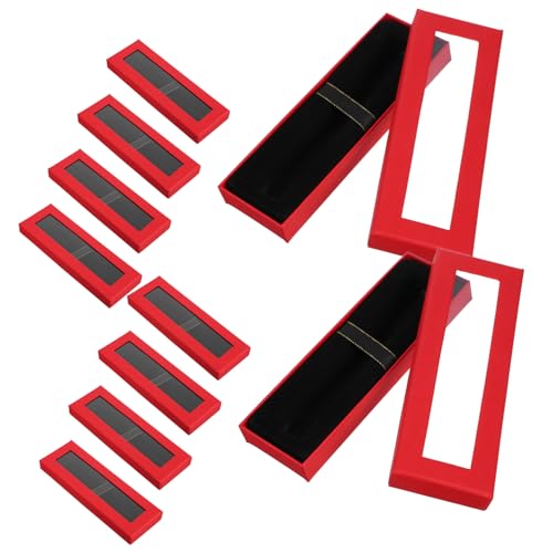 ARTSEWPLY 10 Stück Transparente Stiftebox mit Sichtfenster Geschenkverpackung aus Robuste Leere Aufbewahrungsbox für Stifte und Schmuck Vielseitig Einsetzbar Rote Papierbox von ARTSEWPLY