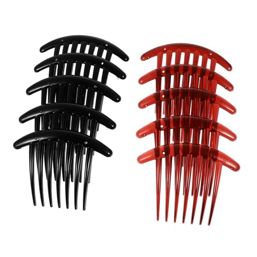 ARTSEWPLY 10 Stück Zahn Mondförmiger Haarkamm Teiliges in Schwarz und Rotbraun Sicherer Kunststoff Haarschmuck für Frisuren bei Hochzeit Party und Alltag Damen Haarclip Kamm Zubehör von ARTSEWPLY
