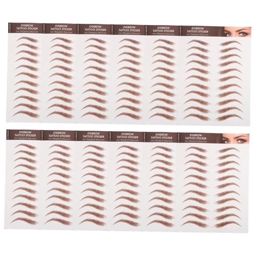 ARTSEWPLY 12 Blatt Wasserfeste Fake Eyebrow Transfer Sticker Langlebige Augenbrauenaufkleber für Ungleichmäßige Fehlende Brauen Natürlich Aussehende Realistische Makeup Supplies in Braun von ARTSEWPLY