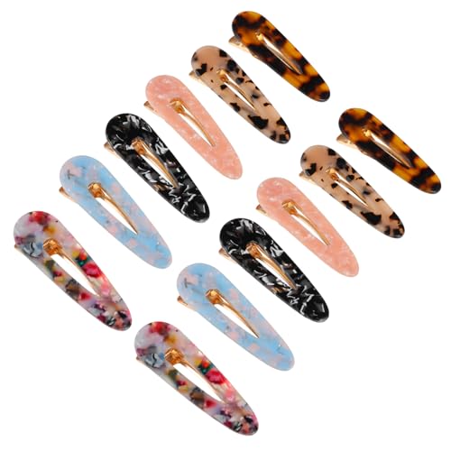 ARTSEWPLY 12 Stück Teiliges Acryl Haarklammer mit Marmorierung und Leopardenmuster Geometrische Seitenclips in Verschiedenen Farben Modisch und Langlebig Geeignet für Damen und Mädchen von ARTSEWPLY