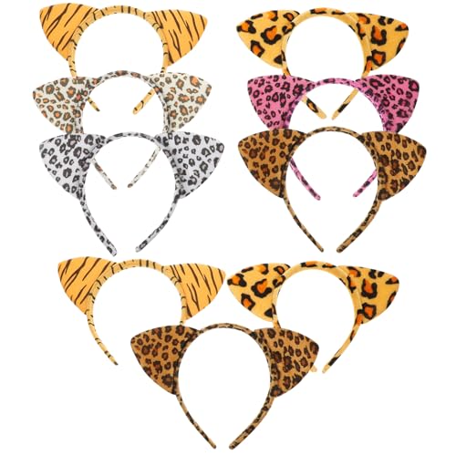 ARTSEWPLY 12 Stück Teiliges Leoparden katzenohren Stirnband Weiches Plüsch Kostüm Haarreif mit Animal prints Charmantes Cosplay Accessoire für Fasching Halloween Karneval und Party von ARTSEWPLY