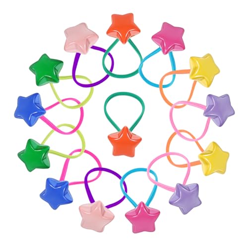 ARTSEWPLY 14 Stück Teiliges Haargummi Bunt mit Sternanhänger Elastische Ponytail Holder für Damen und Mädchen Haarschonende Rutschfeste Haarbänder für Haartypen Weiches Material Vielseitig von ARTSEWPLY