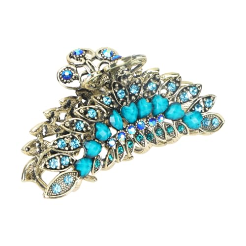 ARTSEWPLY 1Stück Retro Haarspange Strass Grip Clip Blau Modischer Kieferclip für Pferdeschwanz Haaraccessoires für Mädchen und Frauen von ARTSEWPLY