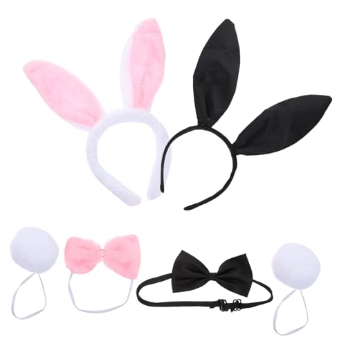 ARTSEWPLY 2 Sätze Hasenohren Haarreif mit und Schleife Langlebiges Stoffmaterial Stabile Form Bunny Kostümzubehör für Karneval Ostern Cosplay Party Erwachsene Mädchen von ARTSEWPLY