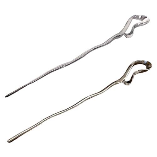 ARTSEWPLY 2 Stck Chinesische Haarnadeln Metall Haarstäbchen für Dutt Handgefertigt Unregelmäßiges Design in Gunmetal Silber Dekorativer Haarschmuck für Frauen und Teens Fest Haltend von ARTSEWPLY