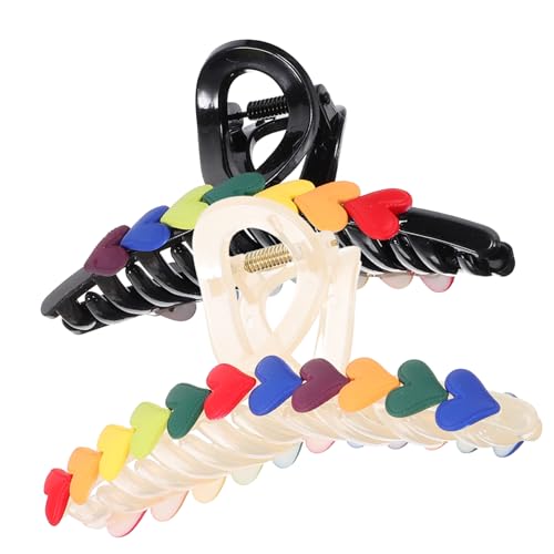 ARTSEWPLY 2 Stck Große Haarklammer Herzform Stabile Doppelkrallen Haarspangen für Frauen Starker Halt für Dickes und Dünnes Haar Langlebiges Haaraccessoire Vielseitig für Alltag und Sport von ARTSEWPLY