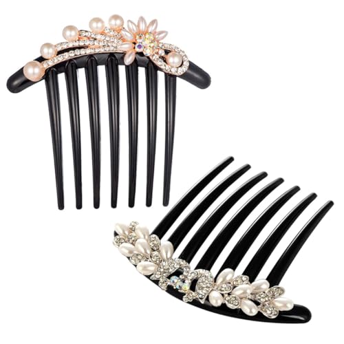 ARTSEWPLY 2 Stück Braut Haarkamm Teilig Perlen Strass Hochzeits Haarschmuck Seitenkamm für Frauen Mädchen Eleganter Bridal Hair Side Comb mit Funkelnden Kristallen Festhaltend sanft zum von ARTSEWPLY