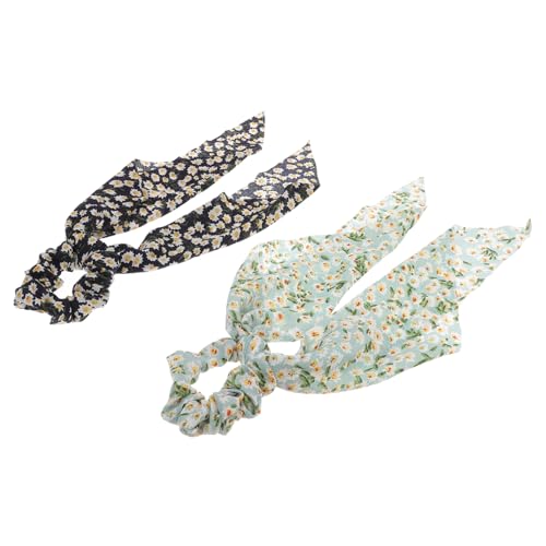 ARTSEWPLY 2 Stück Chiffon Haargummis mit Schleifen und Langem Band Elastische Stoff Haarbänder für Damen Ponytail Holder für Dünnes und Dickes Haar Modischer Haarschmuck für Alltag und von ARTSEWPLY