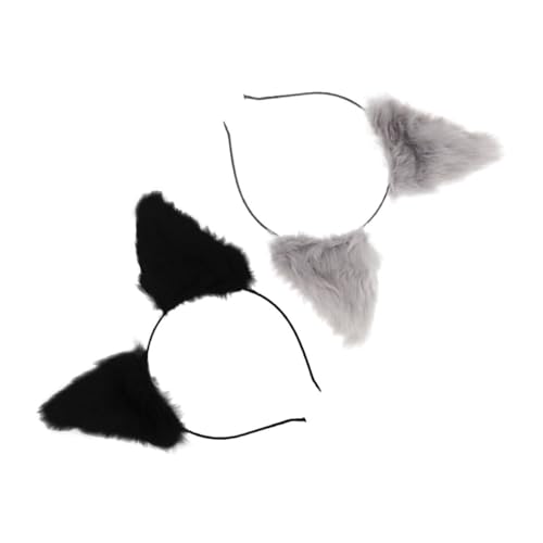 ARTSEWPLY 2 Stück Flauschiges Katzenohren Haarreif mit Verstellbarem Stirnband für Halloween Cosplay Party Weiches Plüsch Design Zweifarbig Komfortabel und Vielseitig Einsetzbar von ARTSEWPLY