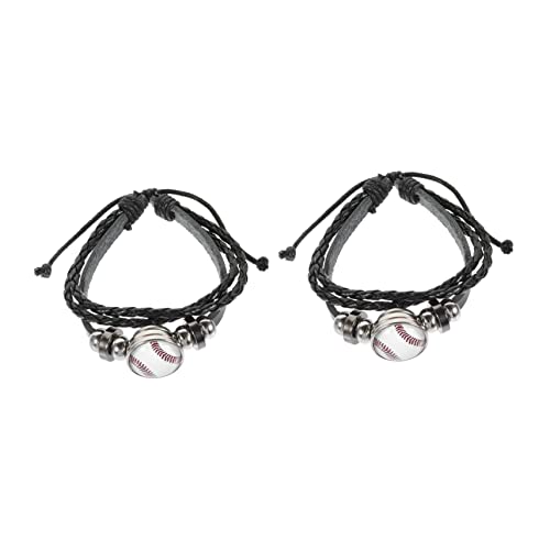 ARTSEWPLY 2stücke Baseball-design Geflochtene Armbänder Perlen Armbänder Für Damen Herren von ARTSEWPLY
