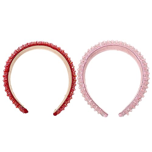 ARTSEWPLY 2 Stück Glänzendes Haarband für Damen Funkelnde Strass Kopfband Haarschmuck Rot für Partys und Tägliche Nutzung von ARTSEWPLY
