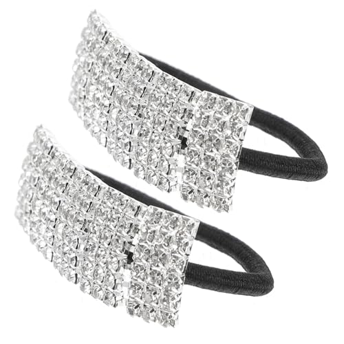 ARTSEWPLY 2 Stück Glitzer Haargummis mit Strassbesatz Feine Elastische Haarbänder für Dünnes Haar Sanfter Ponytail Halter Modische Haarschmuck für Mädchen und Frauen von ARTSEWPLY